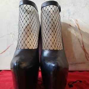 Christian Louboutin Black Resillissima Lace Illusion Platform Boots/Booties